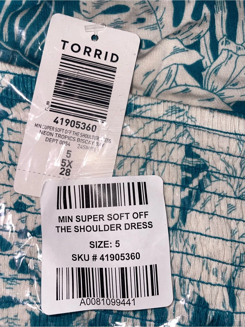 Torrid Mini Super Soft Off Shoulder  Dress Neon Tropics Bus at Bay SZ 5x NIP - Picture 7 of 7